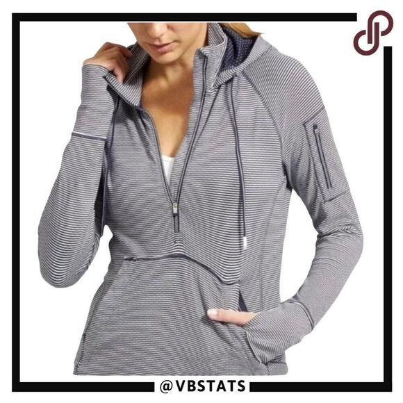 Athleta‎ Heavenly Heights Hoodie Half Zip Navy/White in Size Small - Picture 2 of 9